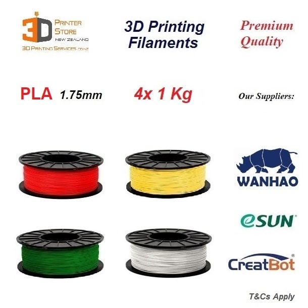 PLA 175 4x 1Kg 3d printing filament bunde NZ