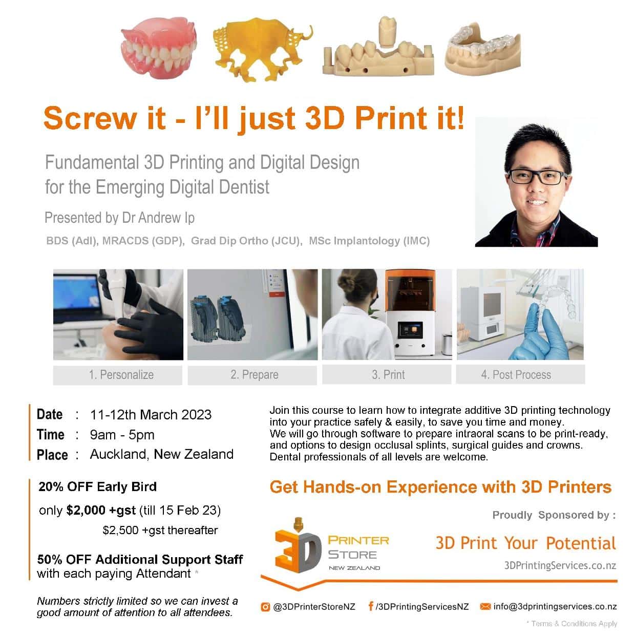 NZ Dental 3d printing course 2023