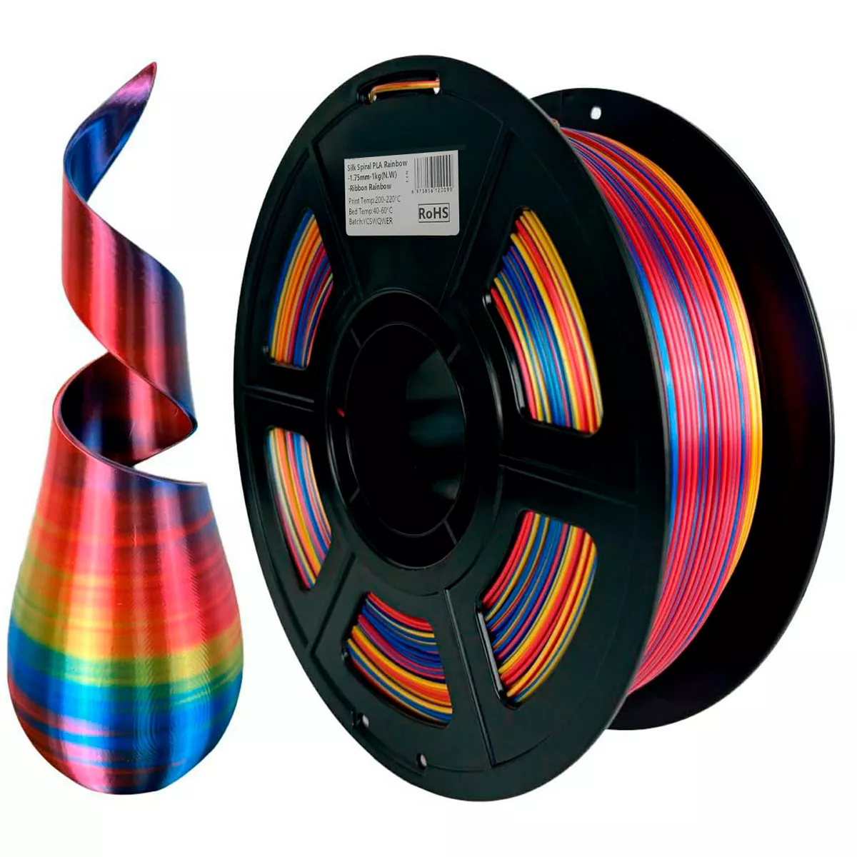 PLA Silk Twist Rainbow Colour Red Yellow Blue